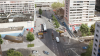 Visualisierung des zukünftigen Straßenbildes um die U5 Haltestelle Steilshoop.
